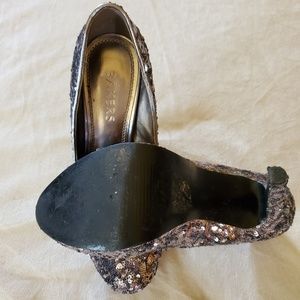 Bakers Shoes - Bakers Silver Sequin Heels Bakers Shoes - Bakers Silver Sequin Heels